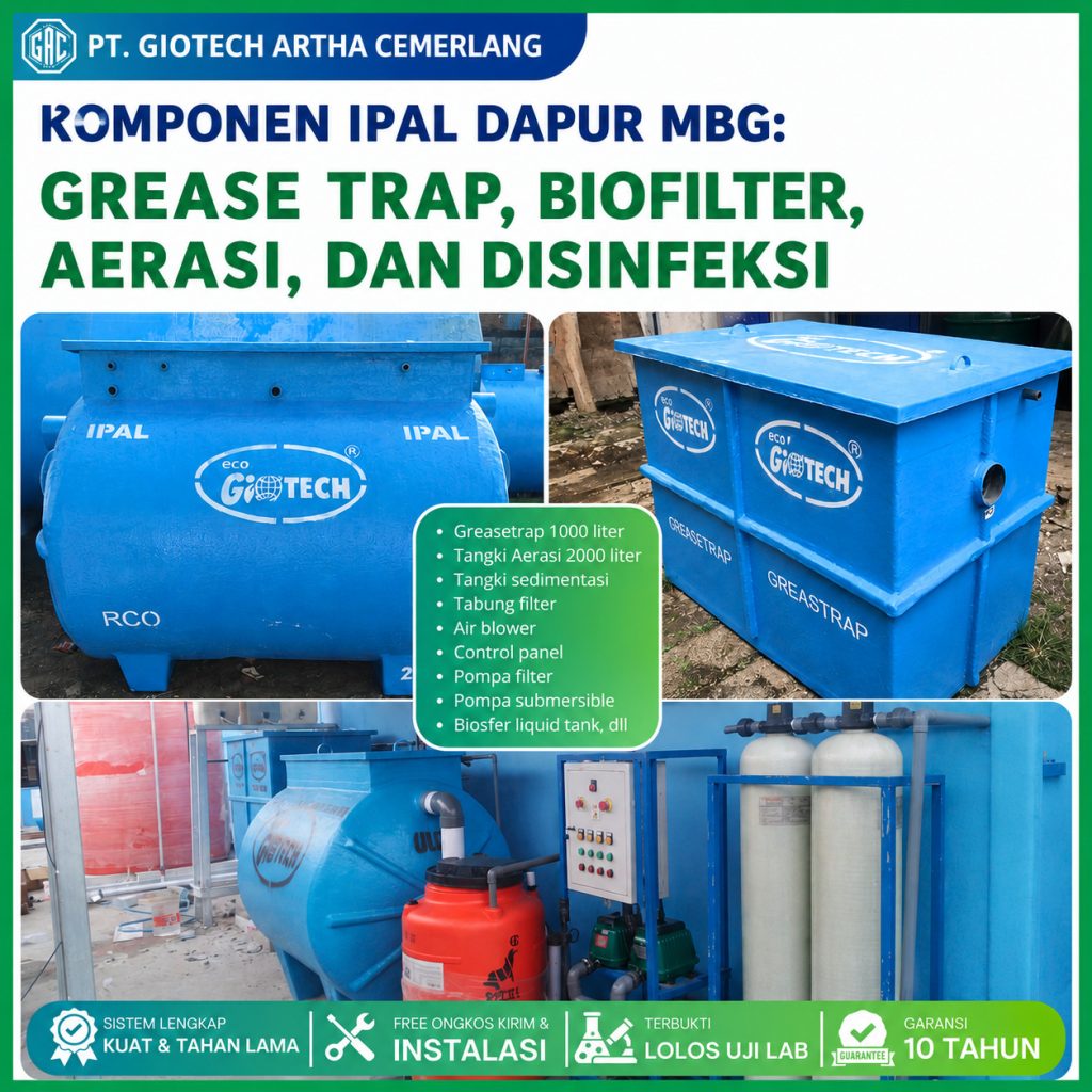 Komponen IPAL Dapur MBG: Grease Trap, Biofilter, Aerasi, dan Disinfeksi